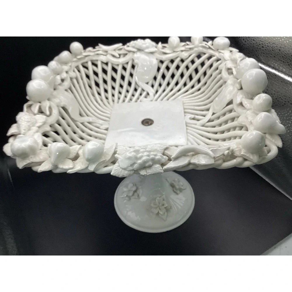 VTG Large Ardalt Lattice Square Compote Decorative Bowl 9